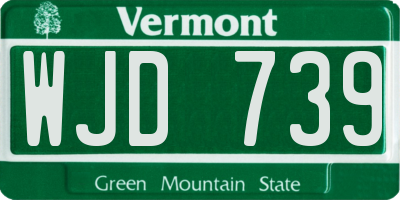 VT license plate WJD739