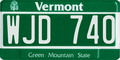 VT license plate WJD740