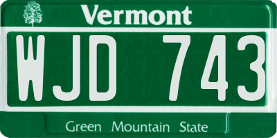 VT license plate WJD743