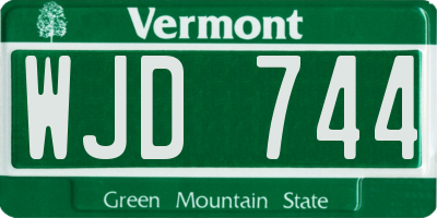 VT license plate WJD744
