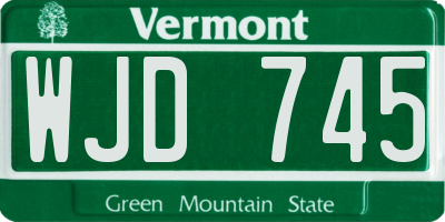 VT license plate WJD745