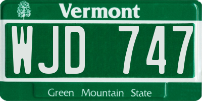VT license plate WJD747