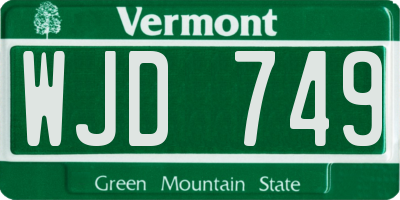 VT license plate WJD749