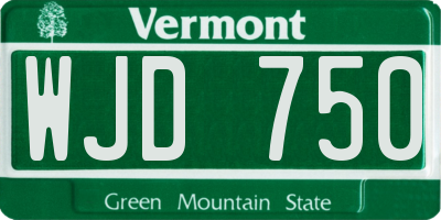 VT license plate WJD750
