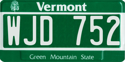 VT license plate WJD752
