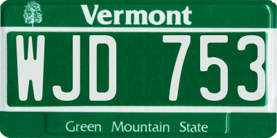 VT license plate WJD753
