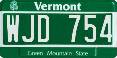 VT license plate WJD754