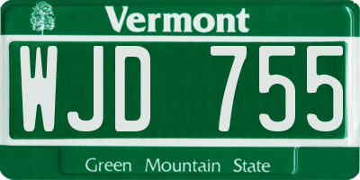 VT license plate WJD755