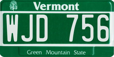 VT license plate WJD756