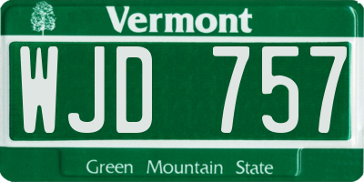 VT license plate WJD757