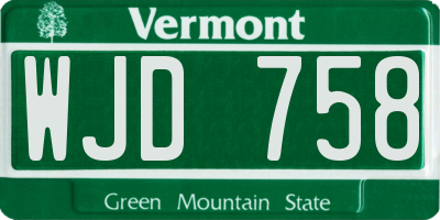 VT license plate WJD758