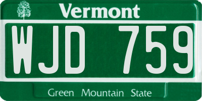 VT license plate WJD759