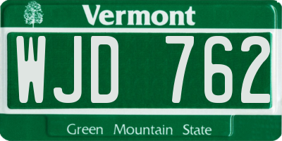 VT license plate WJD762