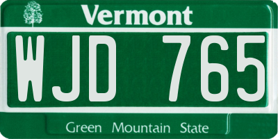 VT license plate WJD765