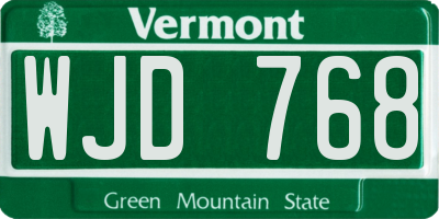 VT license plate WJD768