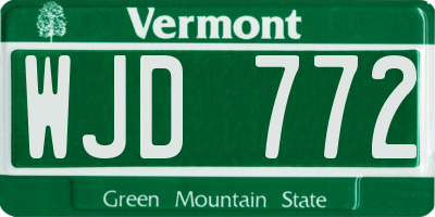 VT license plate WJD772