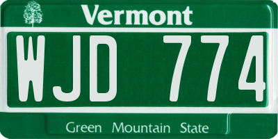 VT license plate WJD774