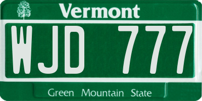 VT license plate WJD777