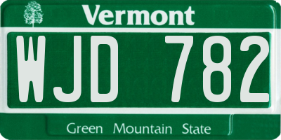 VT license plate WJD782