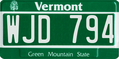 VT license plate WJD794