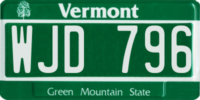 VT license plate WJD796