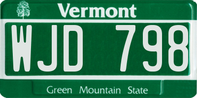 VT license plate WJD798