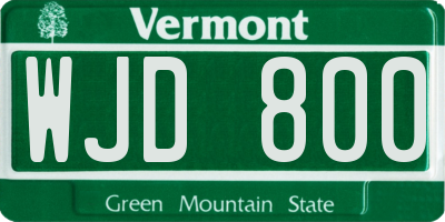 VT license plate WJD800