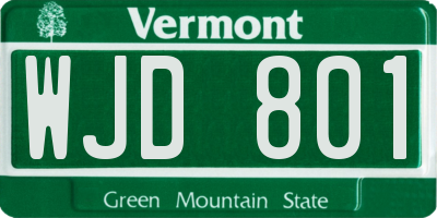VT license plate WJD801
