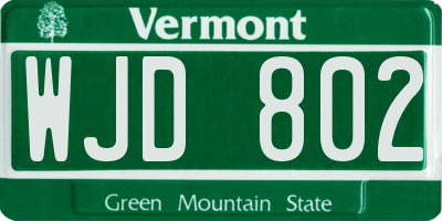 VT license plate WJD802