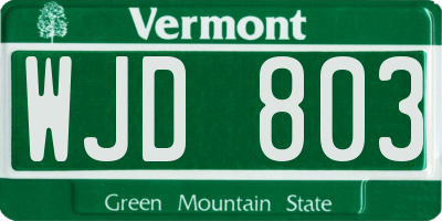 VT license plate WJD803