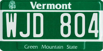 VT license plate WJD804
