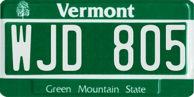 VT license plate WJD805