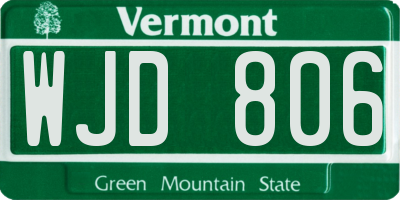 VT license plate WJD806