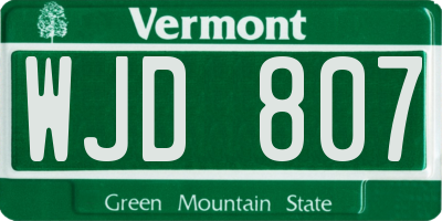 VT license plate WJD807