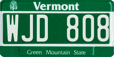 VT license plate WJD808