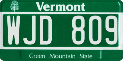 VT license plate WJD809