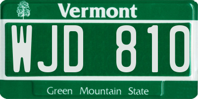 VT license plate WJD810