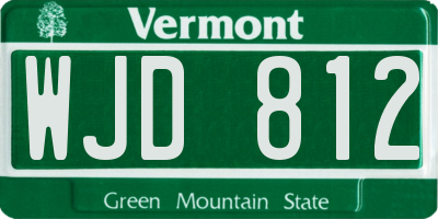 VT license plate WJD812