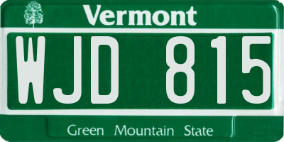 VT license plate WJD815