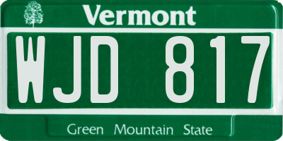 VT license plate WJD817