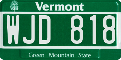 VT license plate WJD818