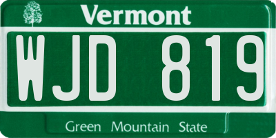 VT license plate WJD819