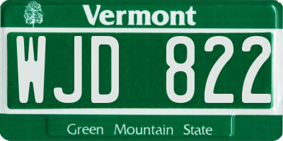 VT license plate WJD822