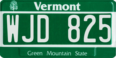 VT license plate WJD825