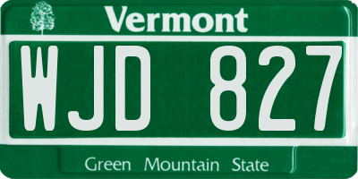 VT license plate WJD827