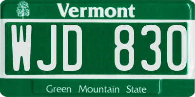 VT license plate WJD830
