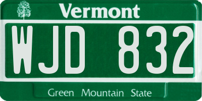 VT license plate WJD832
