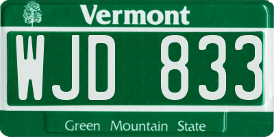 VT license plate WJD833