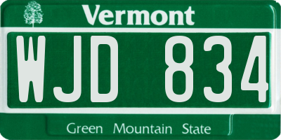 VT license plate WJD834