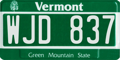 VT license plate WJD837
